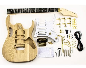 DiY Guitar Kit - MJ style - Ash Body, Maple Neck - Build Your Guitar - Beginner Build Level - DiY Gift for Guitarist