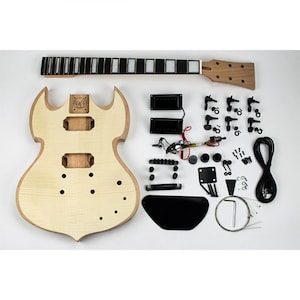 DiY Guitar Kit - Solid-G Barbarian - Mahogany Body, Mahogany Neck - Build Your Guitar - Beginner Build Level - DiY Gift for Guitarist