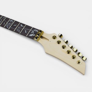 Guitar neck with tuners installed for Ibanez Jem guitar kit by The Guitar Fabrik