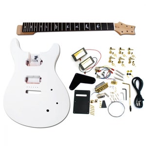 Ready-to-be paint PRS guitar kit, Solid Mahogany Wood, Maple Wood with Ebony Fretboard, Gold parts set