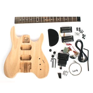 DiY Guitar Kit - Headless Steinberger Style - 1 Block Mahoganny Body, Rosewood Fretboard - Intermediate Build Level - Guitar Build Support