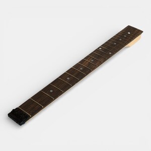 maple neck headless style with rosewood fretboard, frets installed, dot inlays, and black nut installed by The Guitar Fabrik
