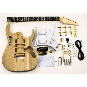 Guitar Kit - MJ Gold, solid Ash wood, Rosewood Fretboard, Gold Set with MJ style white pearl