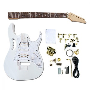 Ready to Paint Guitar Kit, MJ Style, Solid Ash Wood, Maple Wood with Rosewood Fretboard, Gold Parts