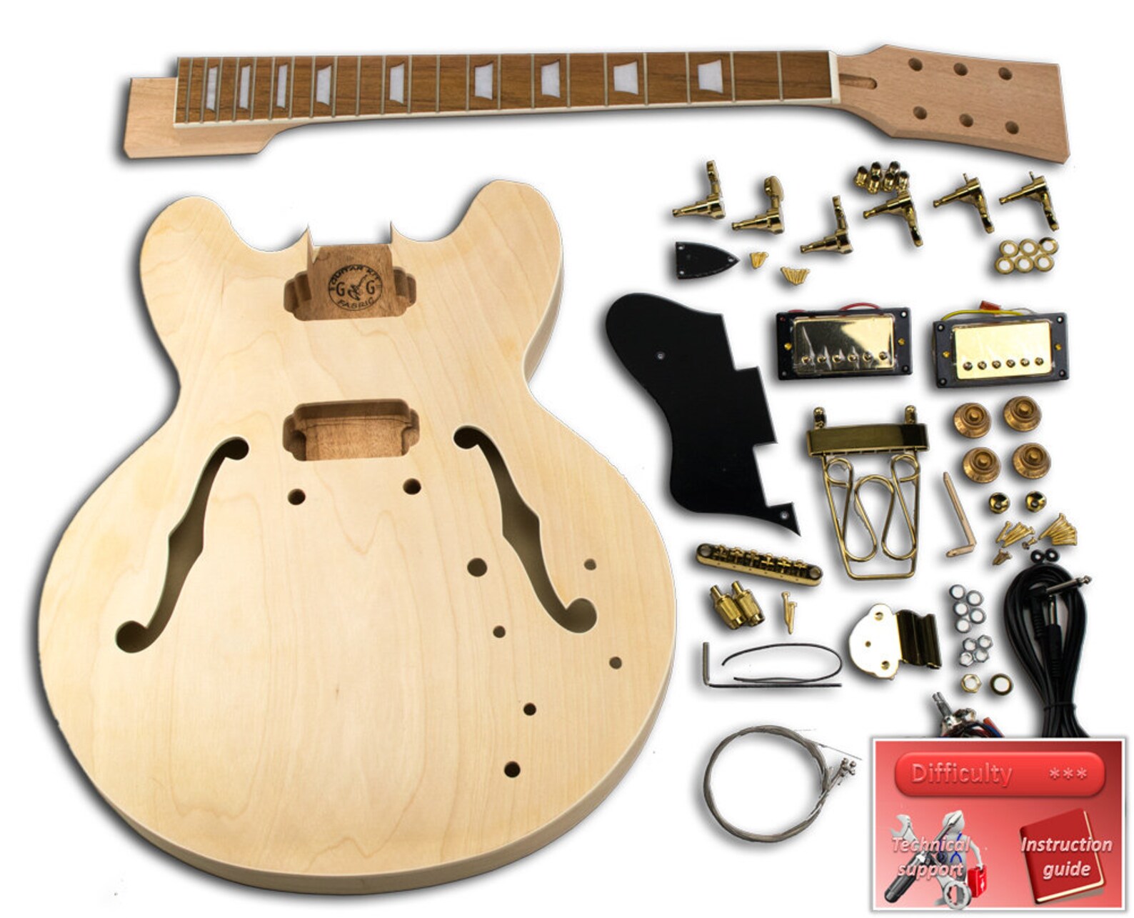 DiY guitar Kit ES335 Gibson Gold Jatoba Etsy