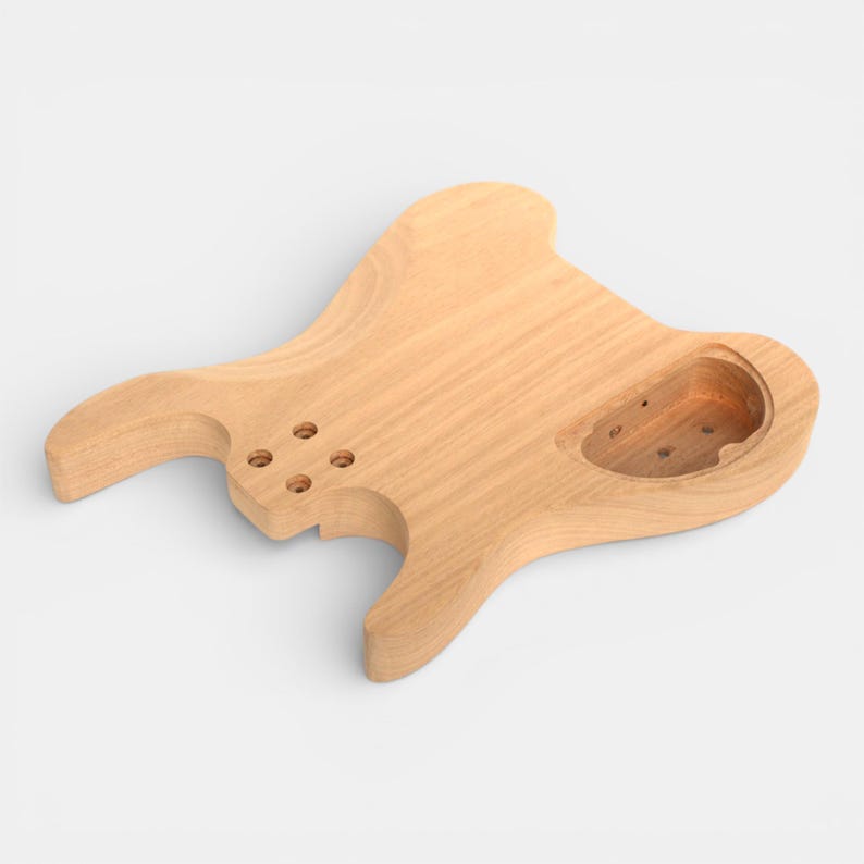 rear side of guitar body for headless guitar kit with pick ups cravity and tremolo cravity pre-dilled by The Guitar Fabrik