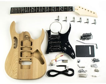 Kit de guitarra eléctrica - Estilo Jem: Cuerpo de fresno, mástil de arce con ébano, puente Floyd Rose