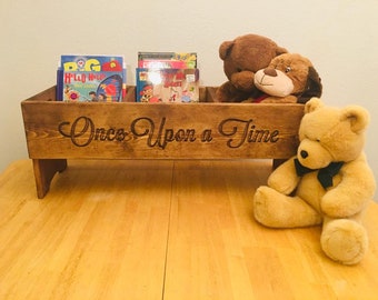 Custom Made Engraved Children's Nursery Book Bin Toy Box - Personalized - 12 stain colors