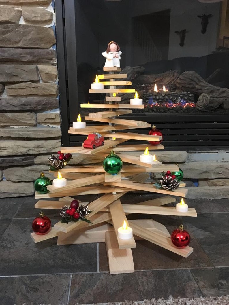 Adjustable Solid Wood Christmas Tree Etsy