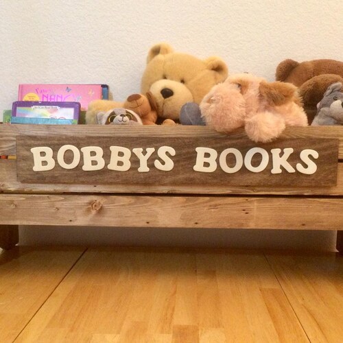 Custom Made Engraved Children's Nursery Book Bin Toy Box Etsy