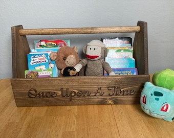 Custom Made Toolbox Style Engraved Toddler Toy Box/Book Bin, Personalized, Choose your Color