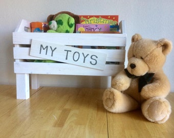 Crate Style Double Bevel Children's Book Bin - Toy Box