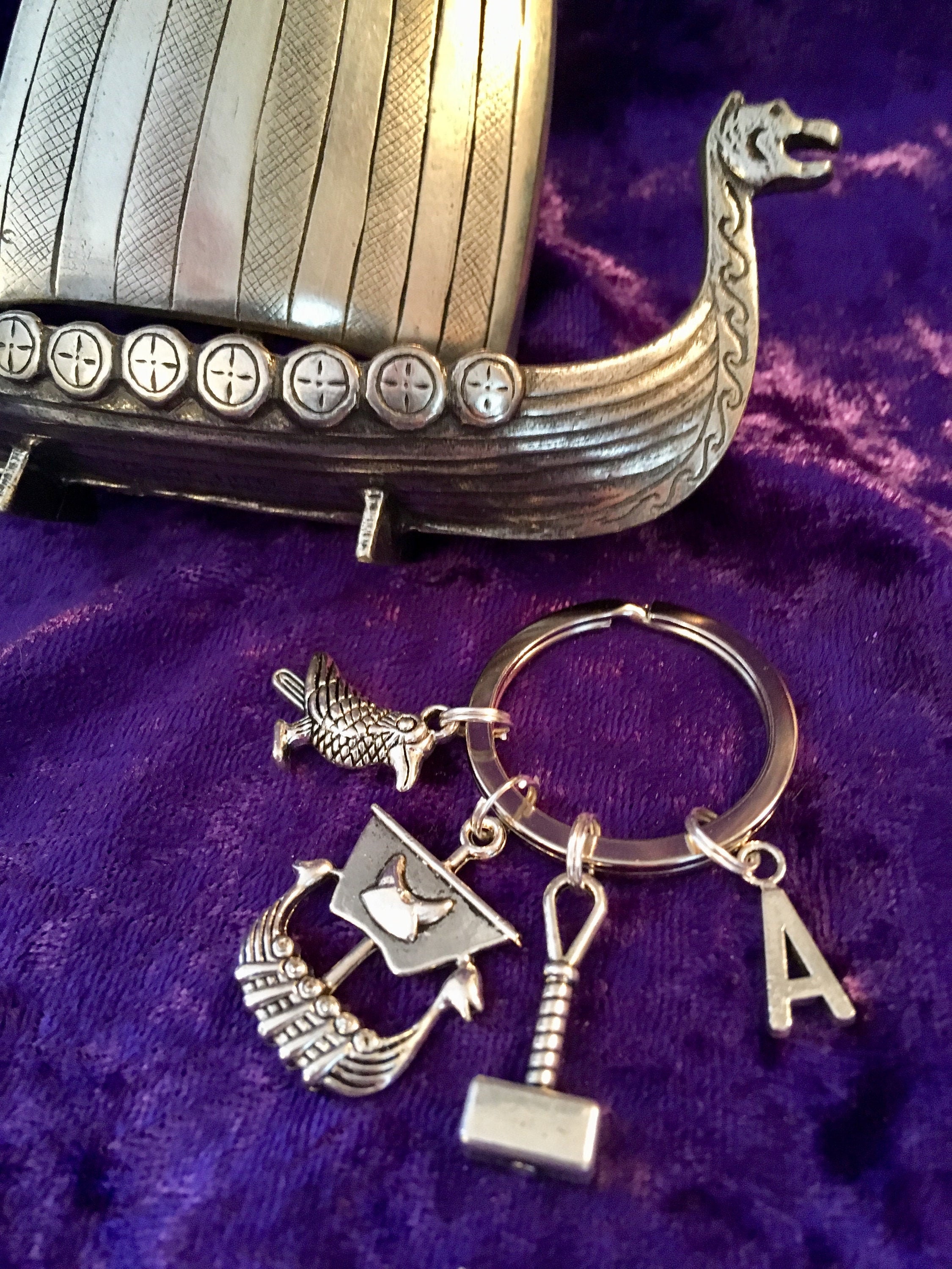 Viking Keyring Viking Keychain Viking Ship Thors Hammer Etsy UK