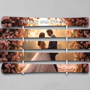 HomeSkis - Wedding Skis.  Custom set of 5 skis with hanging rack.  Upload your photo!