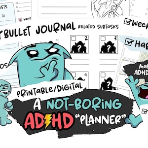 Sloppy McWaffles Digital ADHD Planner, Adhd Daily & Weekly Plan, Adhd Bullet Journal, Digital Planner Sheets, Habit Tracker, RPG Planner image 1