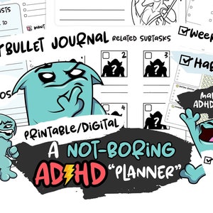 Slordige McWaffles digitale ADHD-planner, Adhd-dag- en weekplan, Adhd Bullet Journal, digitale plannerbladen, gewoontetracker, RPG-planner