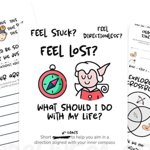 The Aim Game - Guide étape par étape pour trouver un but et une direction - Outil de remue-méninges avec boussole intérieure - Guide de feuille de travail Ikigai