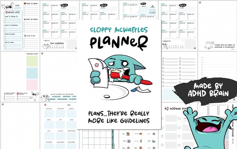 Sloppy McWaffles Digitaler ADHD Planer, Adhd Tages- & Wochenplan, Adhd Bullet Journal, Digitale Planerblätter, Habit Tracker, Rollenspielplaner Bild 2