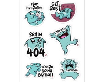 Sloppy McWaffles Fun Sticker Set - ADHD Fantasy Affirmations & Reminders