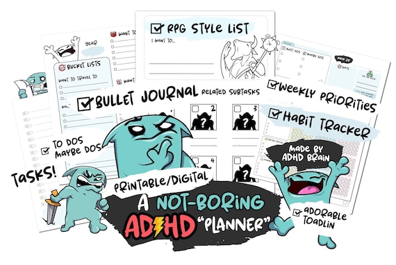 Sloppy McWaffles Digital ADHD Planner, Adhd Daily & Weekly Plan, Adhd Bullet Journal, Digital Planner Sheets, Habit Tracker, RPG  Planner