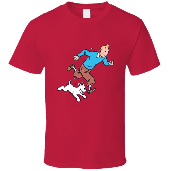 Tin And Snowy Running Vintage Retro Style T-shirt And Apparel T Shirt