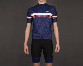 Men's Classic Blue Short Sleeve Jersey, Bib Shorts