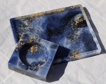 Custom Marble Resin Tray Set / Tray Matching Set // custom, customizable, one of a kind, personalized, 8x6, dice rolling