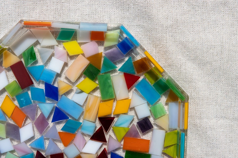 Mosaic Octagon Resin Tray, Geomtric Tray, Mosaic Tiles image 3