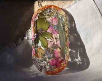 Custom Floral Resin Oval Tray: Wedding Bouquet Keepsake