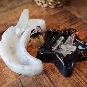 MOON or STAR Resin Ashtray / Crystal Organization / Trinket Dish / Custom Resin Gift
