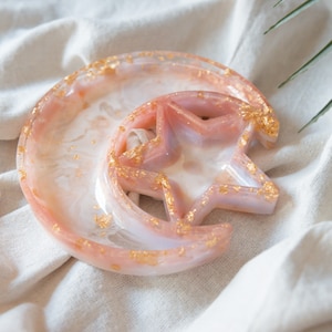 Moon and Star Crystal Dish, Trinket Dish, Jewelry Tray, Customizable, Custom Resin Tray