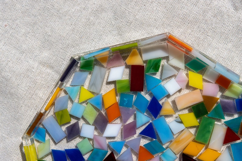 Mosaic Octagon Resin Tray, Geomtric Tray, Mosaic Tiles image 6