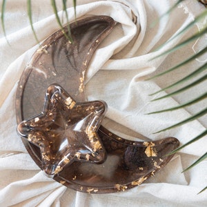 Moon + Star Set, Moon or Star ashtray, Custom Resin Universe Set, Celestial Moon Tray Set