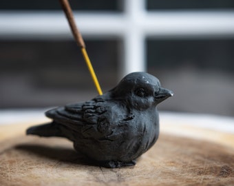 Stone Bird Incense Burner / Custom Bird / Concrete / Stoneware / Birdwatcher Gift / Animal Lover Gift