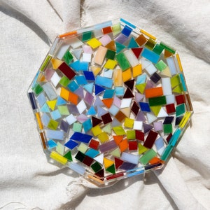 Mosaic Octagon Resin Tray, Geomtric Tray, Mosaic Tiles image 1