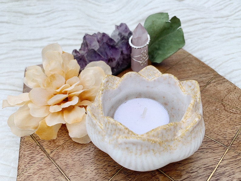 Custom Lotus Flower Candle Holder for Tea Lights and Votives / Crystal Organization / Trinket Dish image 1