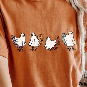 Halloween Chicken Shirt, Funny Halloween T Shirt; Ghost Chicken Tee, Halloween Party T Shirt; Cute Animal Halloween T Shirt