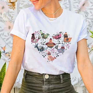 Camiseta de pollo, camisa de pollo floral, camisa de granja, camisa de amante de pollo, camisa de pollo de mujer, ropa occidental, camisa de vida de granja