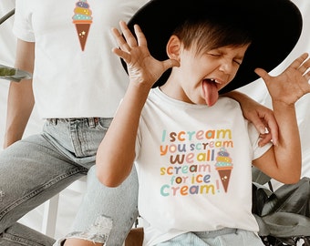 ice cream kids t-shirt, i scream for ice cream, funny slogan t shirt, summer kids Ice cream tee, childrens clothing, ice cream party tee