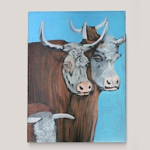 Red cow oil painting on 18 x 24 canvas
