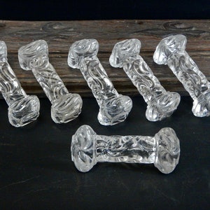 6 Antique Patterned Moulded Crystal Knife rests - Antique French Crystal - Set of 6 Hand Finished Cutlery rests - KR137