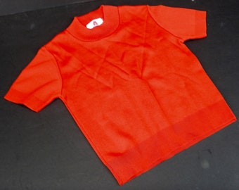 Vintage Unused Child's Red Short Sleeve French 60's-70's Tee - Dead Stock  French Size 4 - Kids Knitted Tee - KC39