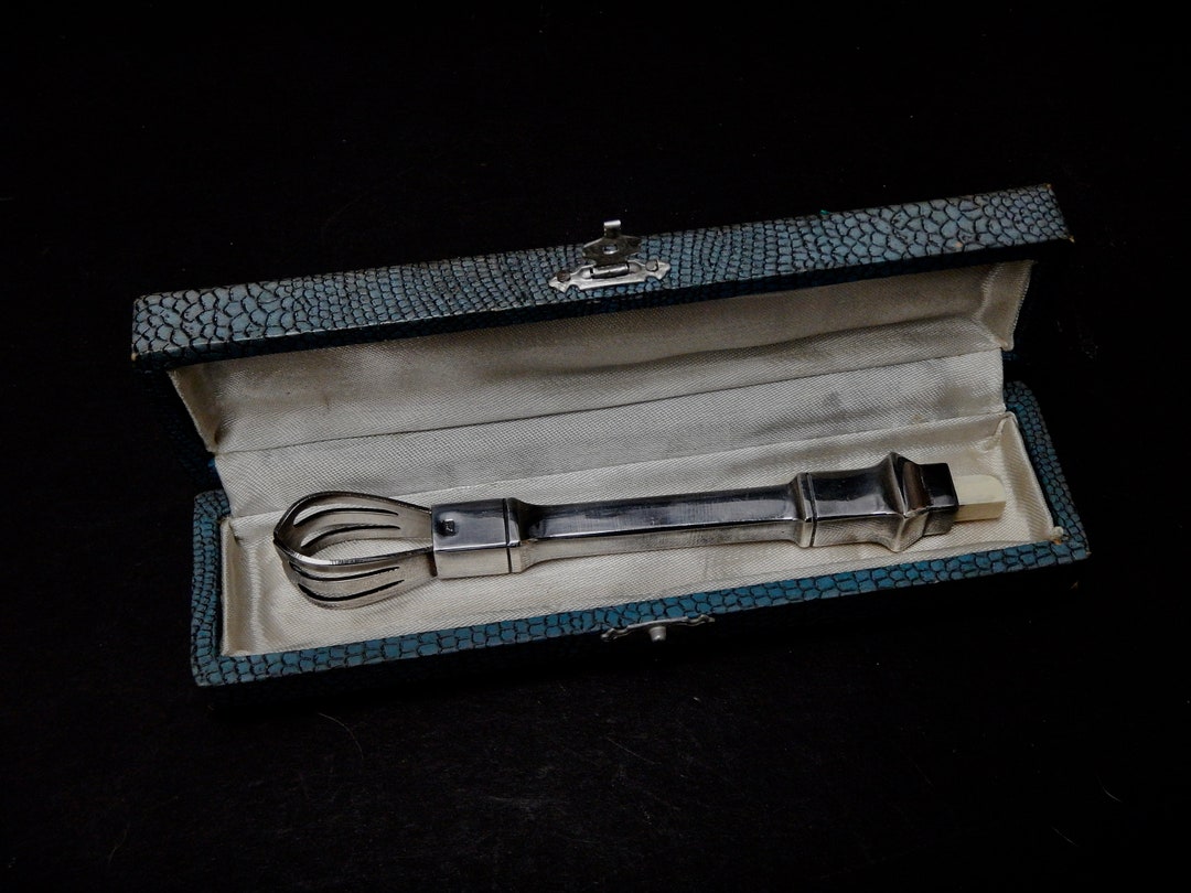 Serving Pickers Rare Design French Silver Plated Sugar Cube / Pickle Pickers in Box ...