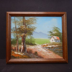 Original French Oil Painting from 1960s - Oil on Board - Alpine Springtime in Strasbourg - Mid Century Landscape - AP006