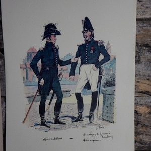 Collezione antica di ufficiali della Douane militare in stampe uniformi - Ernest Fort Biblioteque - Ufficiali della Douane - MT19
