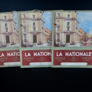 Publicidad Art Déco Francesa - La National Insurance - Fabricada en París - Letrero Francés Antiguo - Portanotas o Cartas - D127