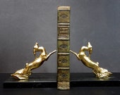 Signed HENRY - Leaping Gazelle Bookends - Gilt Spelter Mounted on Solid Marble Plinths - 1930s French Art Deco - B1 36