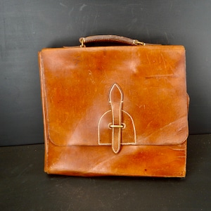 Custodia da viaggio in pelle vintage francese o svizzera - Custodia per articoli da toeletta - Pelle resistente con scomparti - FF79