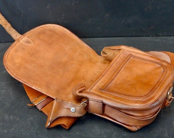 French Vintage Leather Cartridge Bag - Shoulder Handbag