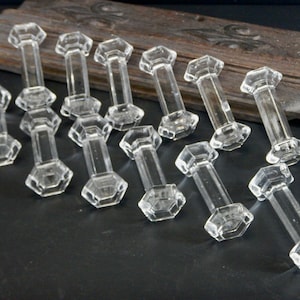 12 Antique French Lead Crystal Glass Knife / Cutlery Rests : Set of 12 Antique Crystal Rests - Classy Octagonal Bar Style - KR135
